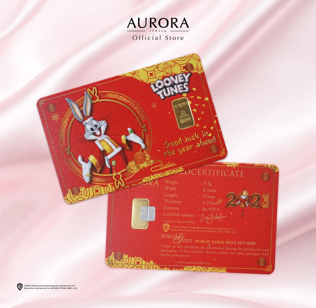 AURORA ITALIA (0.5g) 999.9 Looney Tunes: Happy Rabbit Year Limited Edition Gold Bar