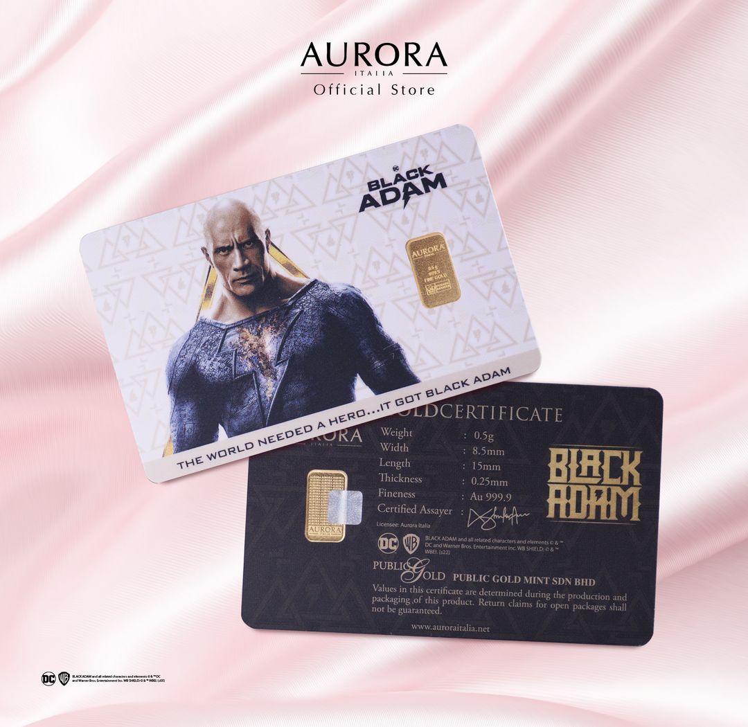 AURORA ITALIA (0.5g) 999.9 Black Adam Limited Edition Gold Bar