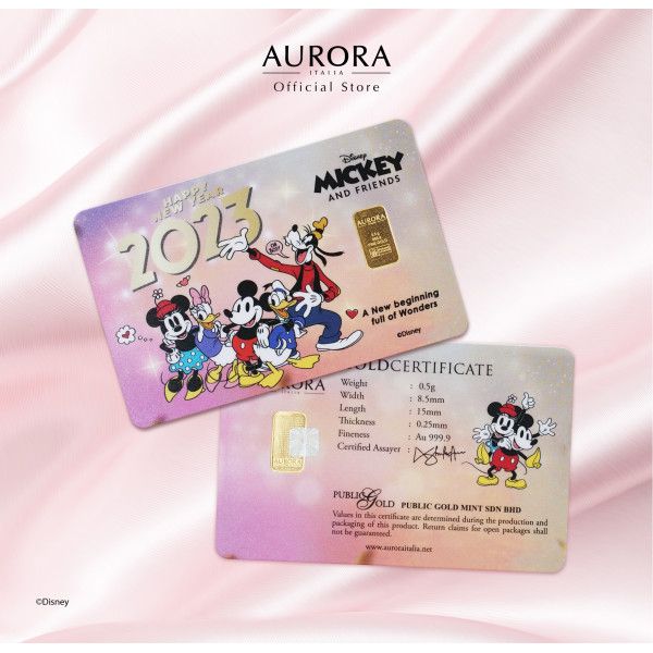 AURORA ITALIA (0.5g) 999.9 Disney 2023 Limited Edition Gold Bar