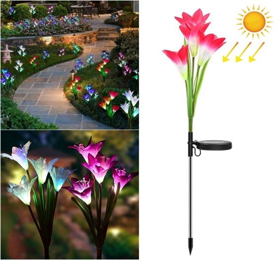 Solar Garden Flower Lights Set of 2 