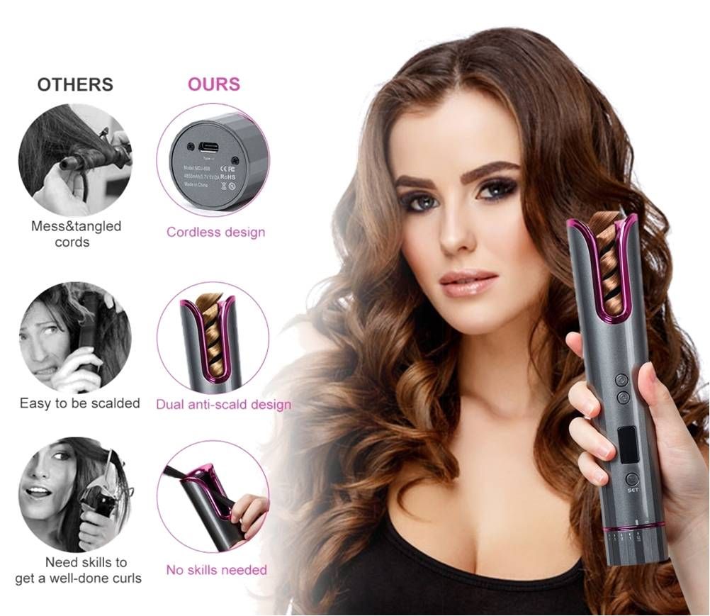 Wireless Portable Hair Curler  with Power bank function