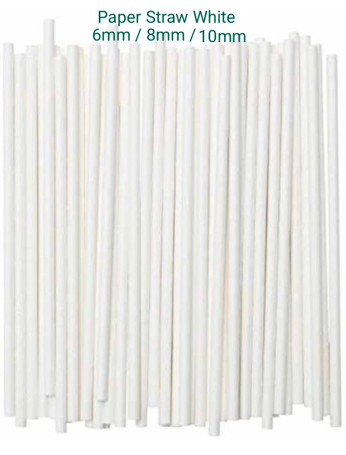 Paper Straw White 6 mm Pack of 100 pc