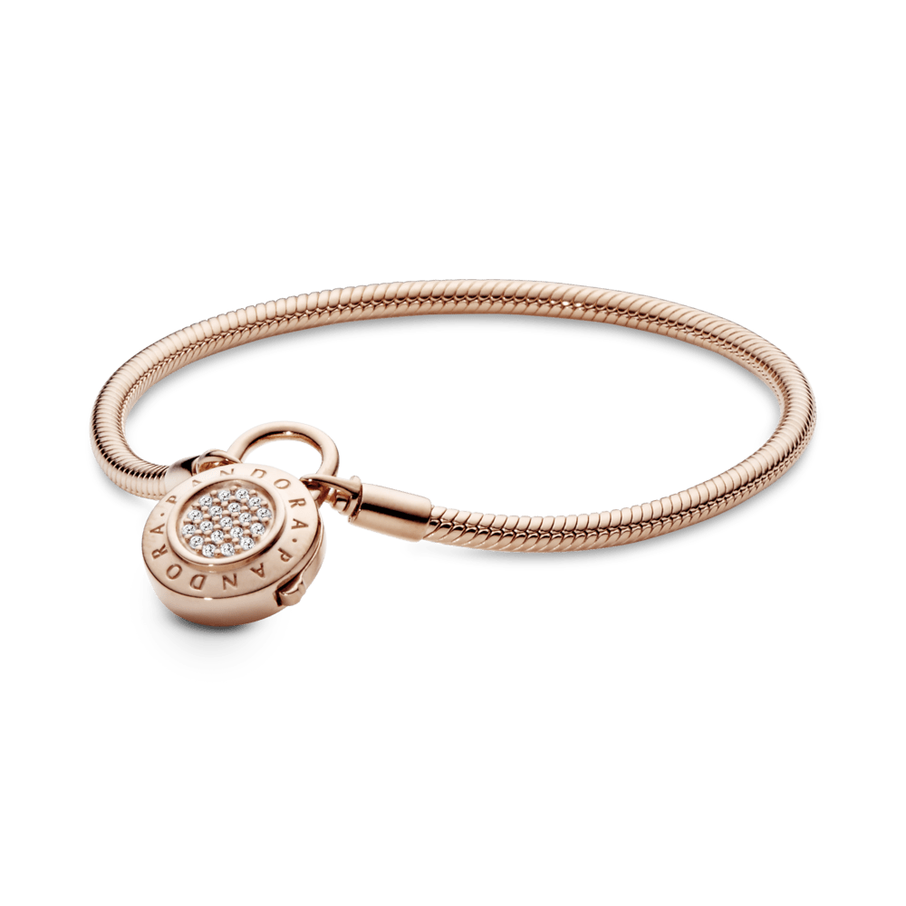 Bracelete Fecho Cadeado em Ouro Rose