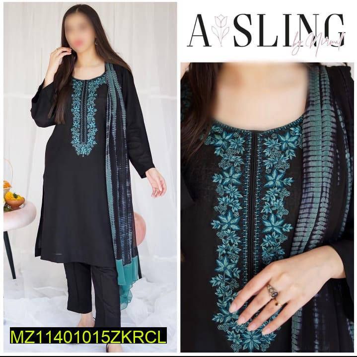 3 Pcs Women's Embroidered Lawn Unstitched Suit