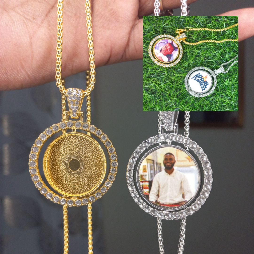 Customized 2 sided circle necklace.