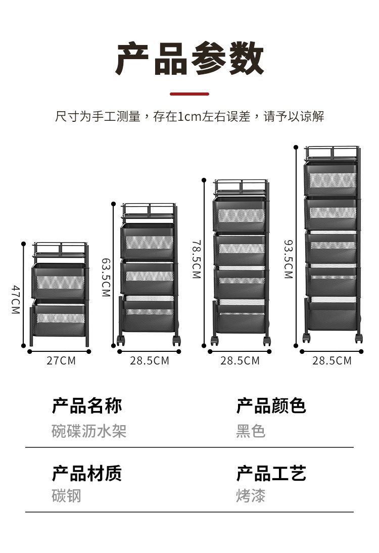 [Local Seller] Black Rotatable Basket Storage Trolley Modern organize storage Marie Kondo 旋转置物篮正方形铁黑色