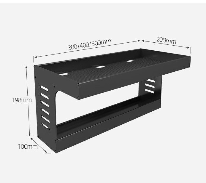 [Local Seller] Black 30cm/40cm/50cm Kitchen Shelving Condiments Shelf Rack (Nail free) 厨房置物架壁挂式免打孔墙上收纳神器挂架子 厨房置物架30cm