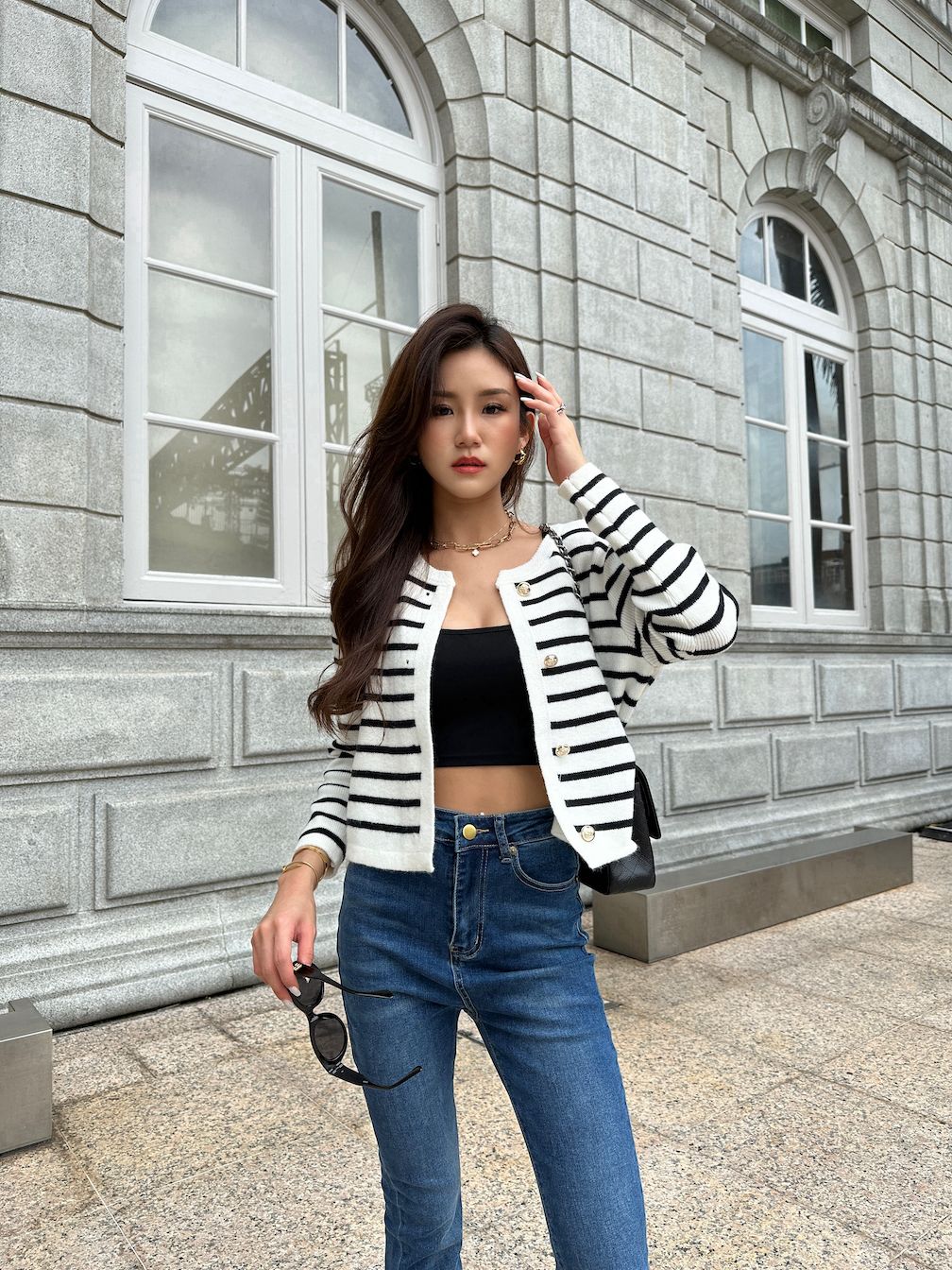 STRIPED KNIT CARDIGAN