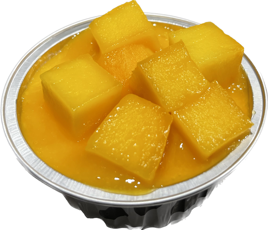 Milk Pudding Topped With Fresh Diced Mangoes & Purée 