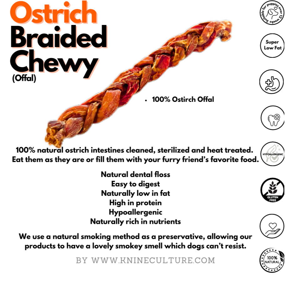 Ostrich Braided Chewy (Offal) 🐶