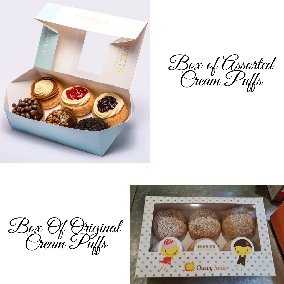 Box of Assorted Chewy Cream Puffs And Box of Original Cream Puffs