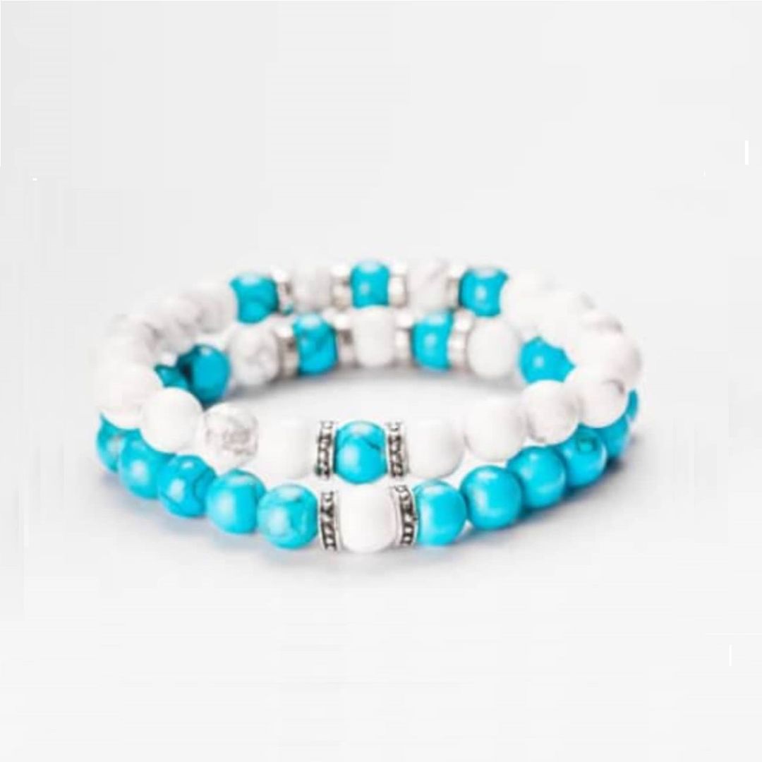 Ocean Blue and Pearl White Beads