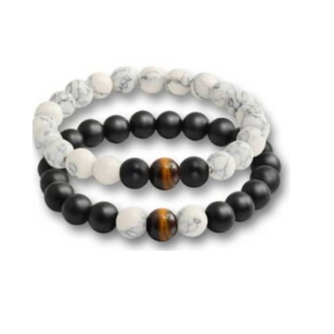 White Marble and Black Matte Beads