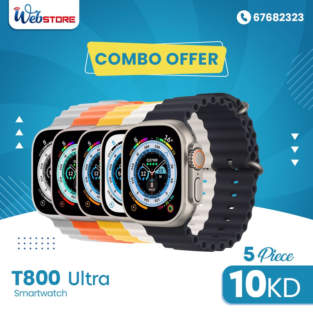 T800 Ultra Smartwatch 5 PCS Combo Pack (Mix Color)