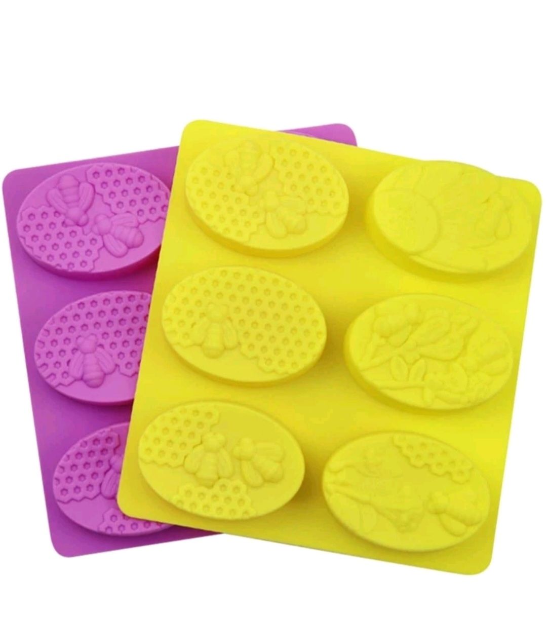 6 Cavity Oval Bee Design Soap Mould