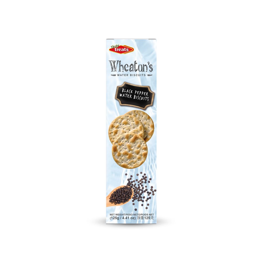 TASTY TREATS WHEATONS WATER BISCUITS BLACK PEPPER  125 GR.