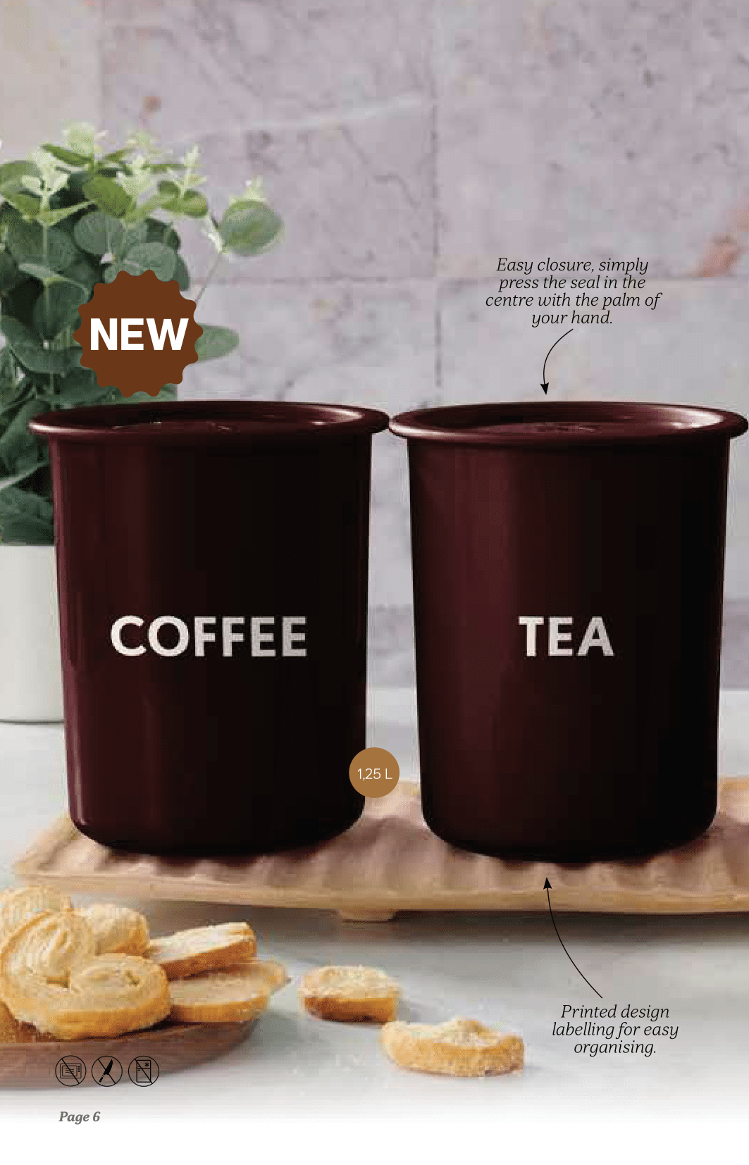 Coffee, Tea and Sugar Canister Set (1,25 L x 3)