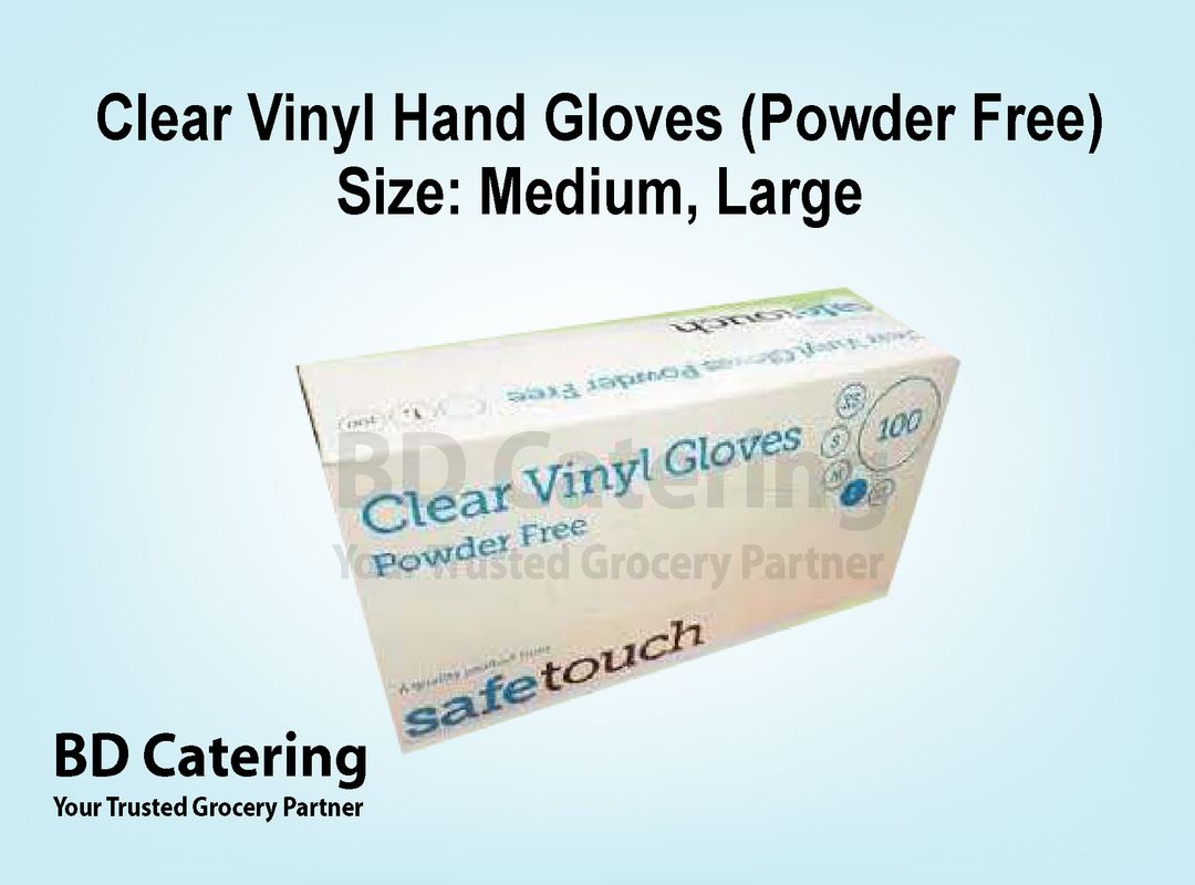 Clear Vinyl Hand Gloves (Powder Free) Size: Large