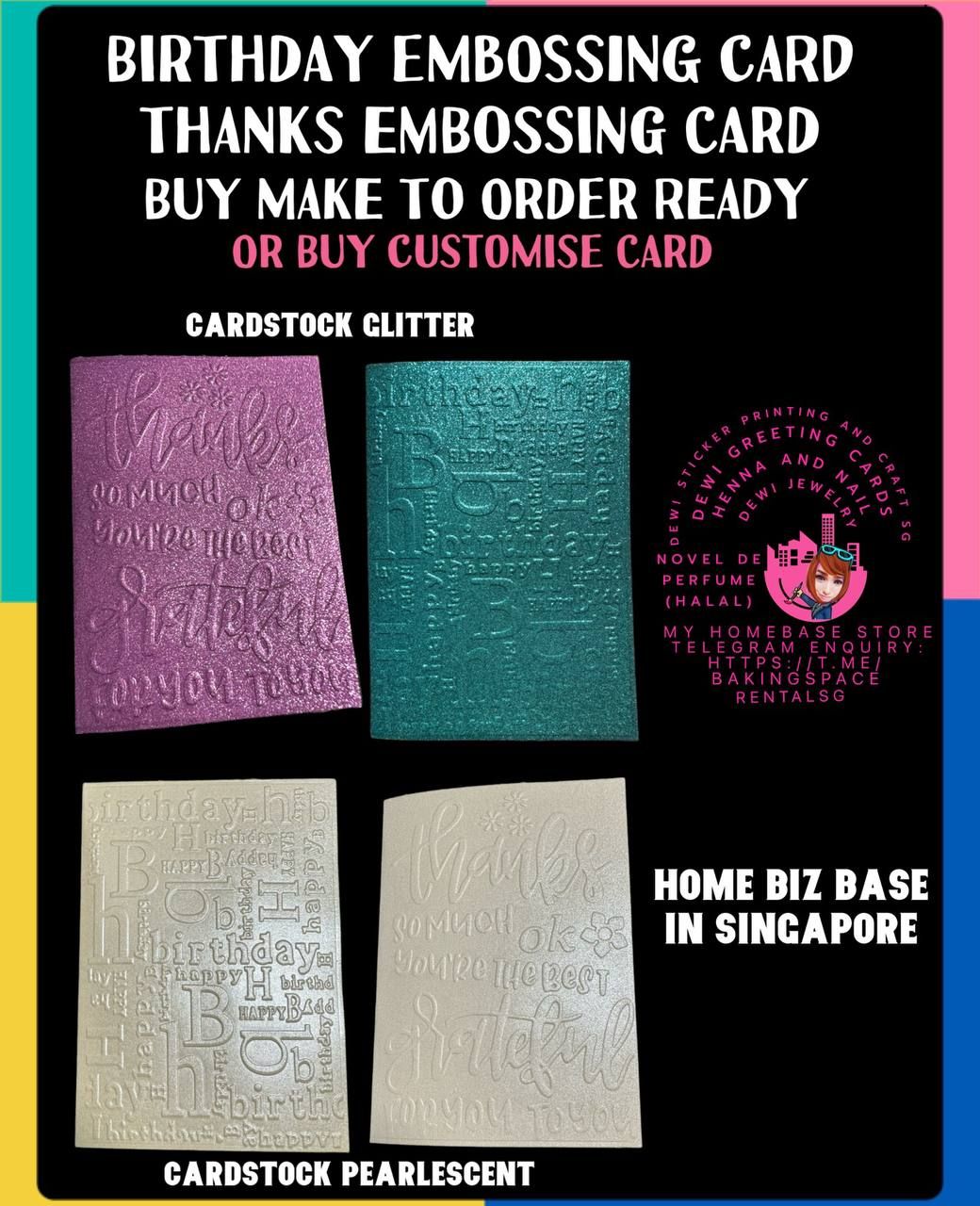 Embossing Birthday Card & Embossing Thanks Card (MTO)