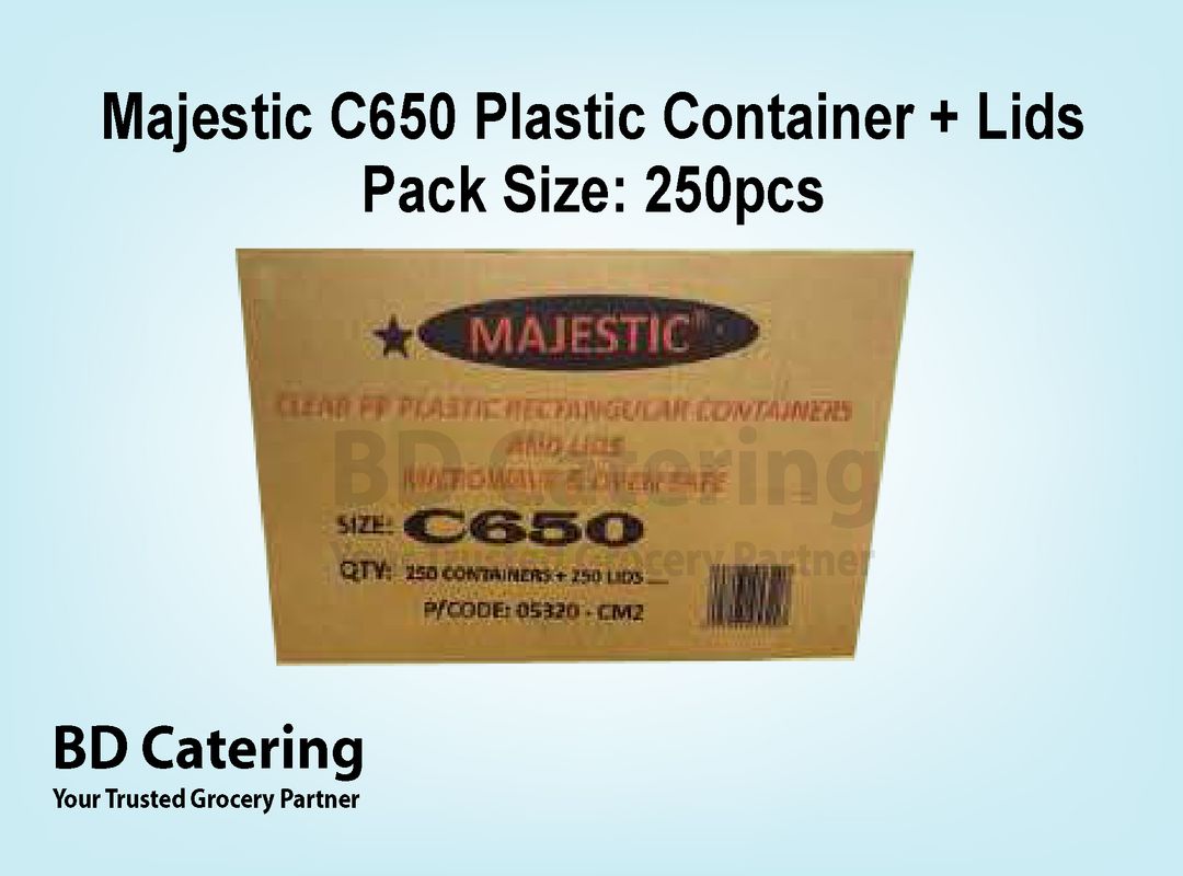 Majestic C650 Plastic Container + Lids Pack Size: 250pcs