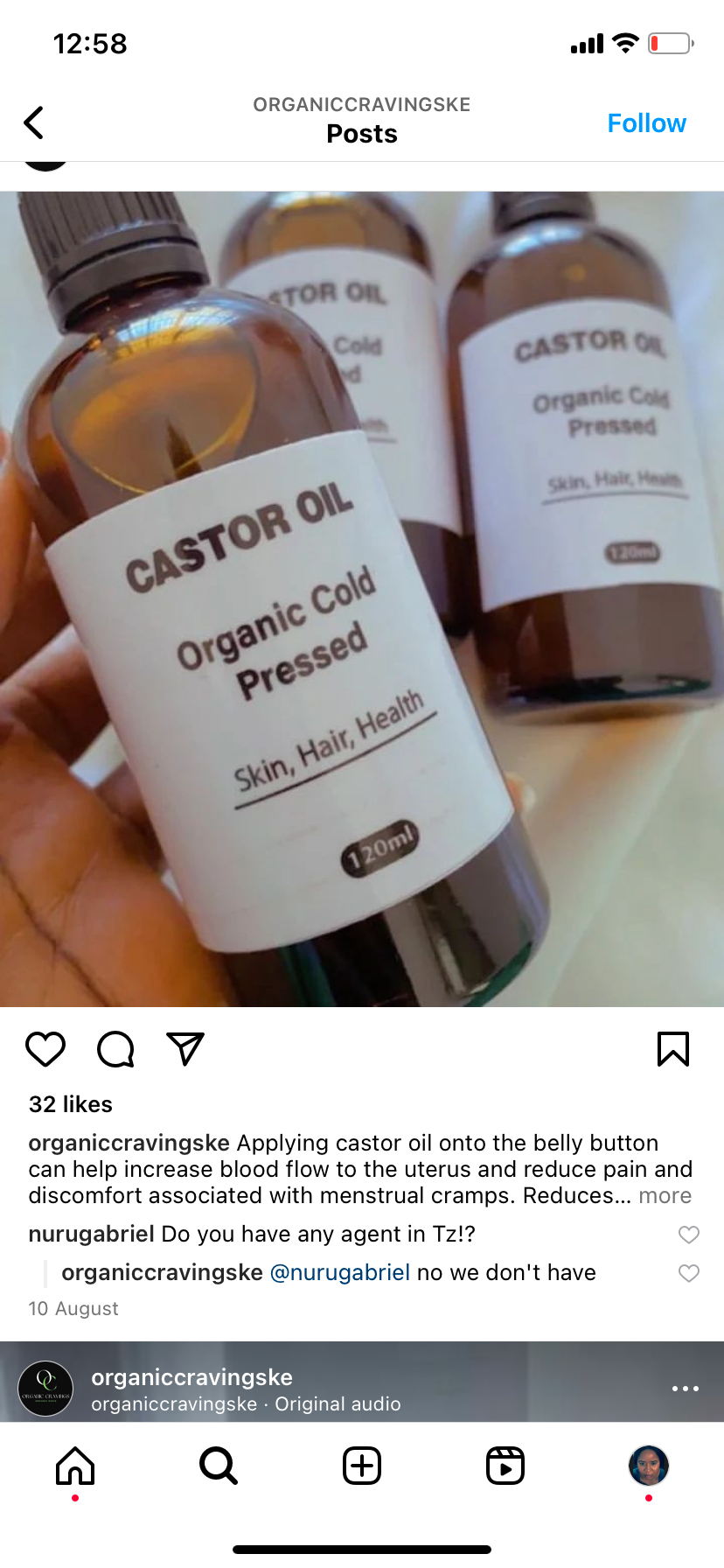 Organic castor oil 