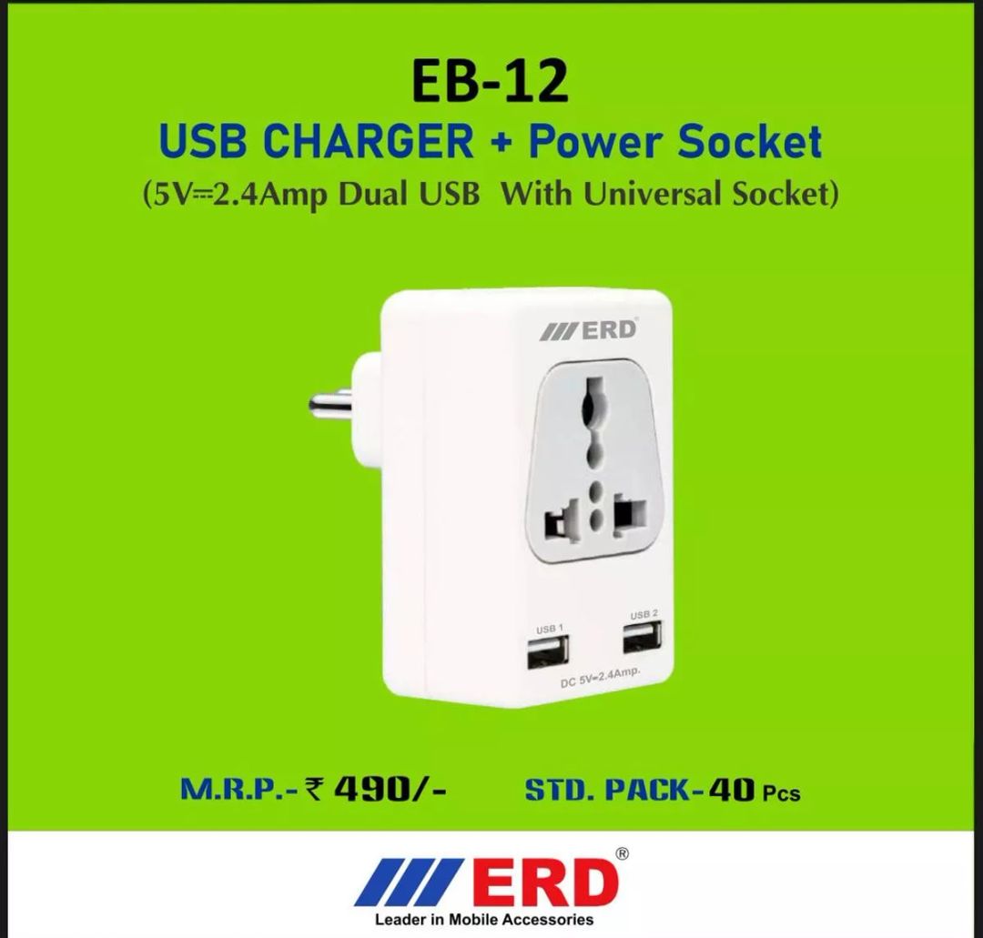 ERD EB-12 2.4 Amp Dual USB (Charger + Power Socket)