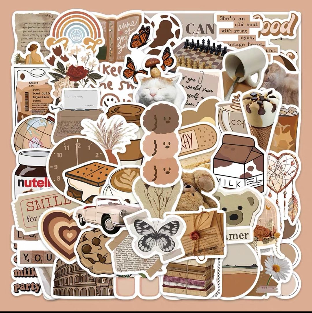 Brown aesthetic stickers