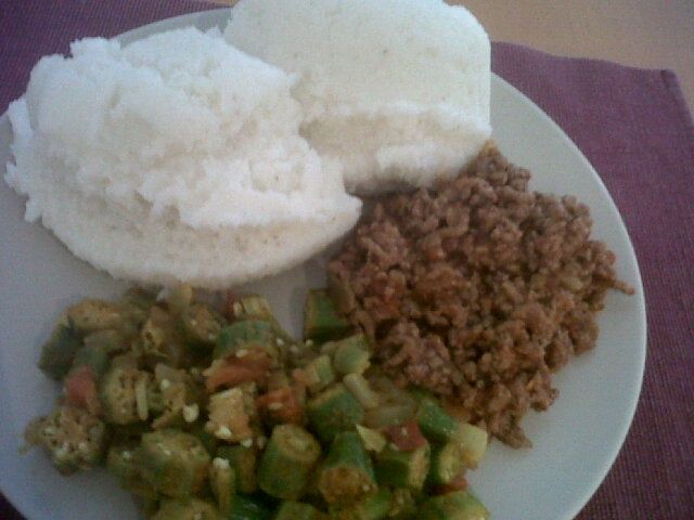 Nshima with Mince Meet