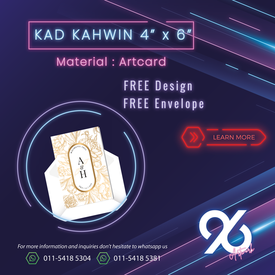 4X6INCH WEDDING CARD / KAD KAHWIN / KAD JEMPUTAN / BIRTHDAY CARD