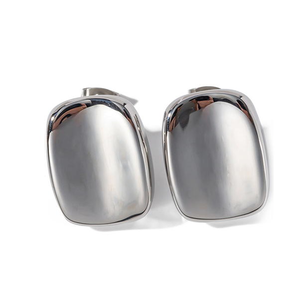 Curved Rectangle Stainless Steel Stud Earrings