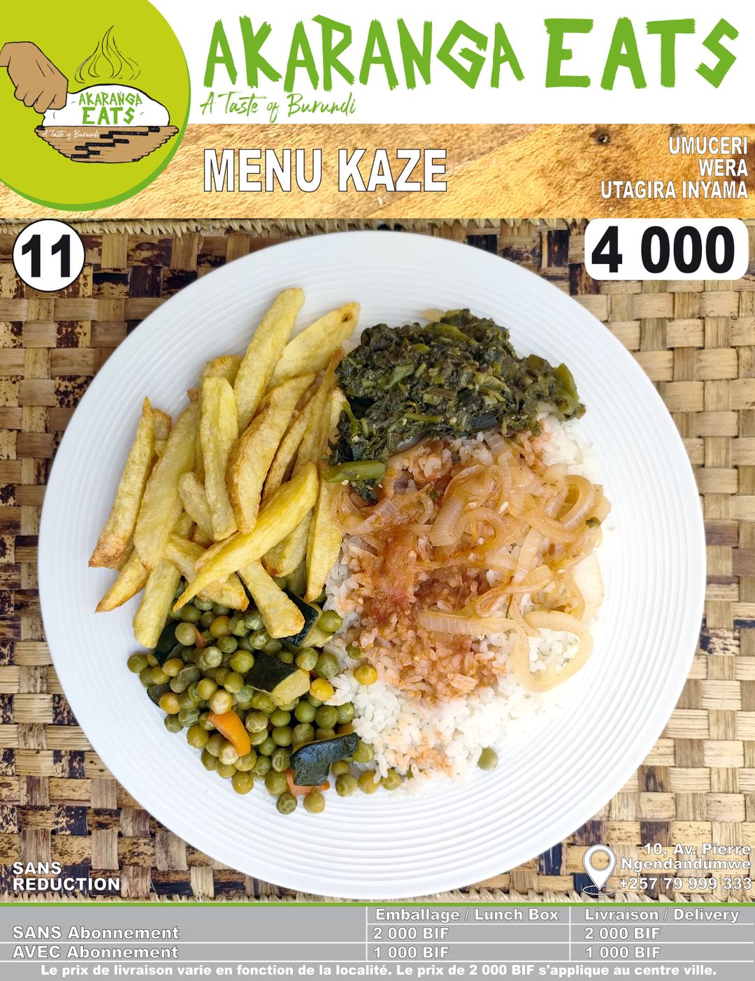 Menu KAZE 4 000 BIF