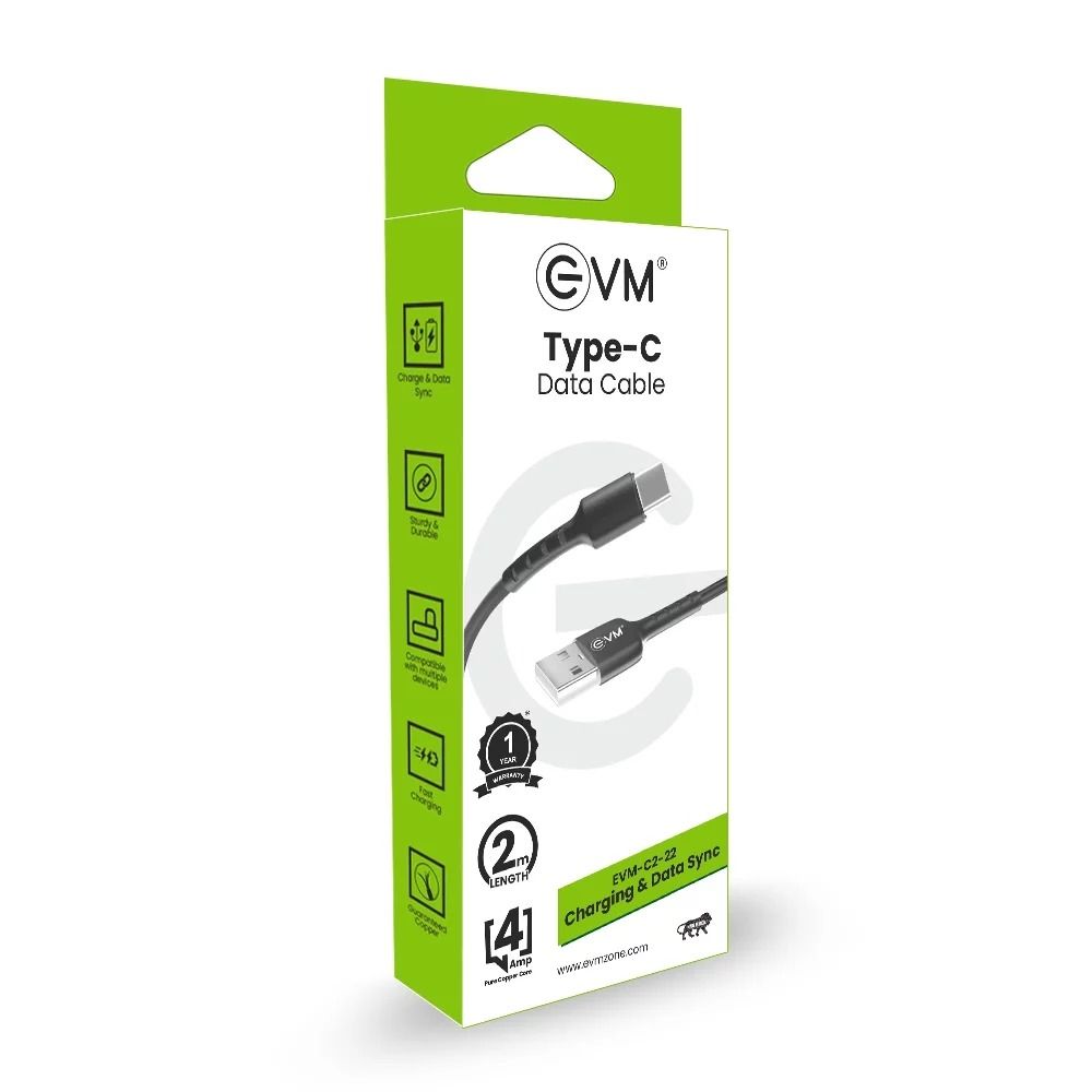 EVM-C2-22  TYPE-C DATA & SYNC CABLE (2 METER, 4 AMP) With GST Bill