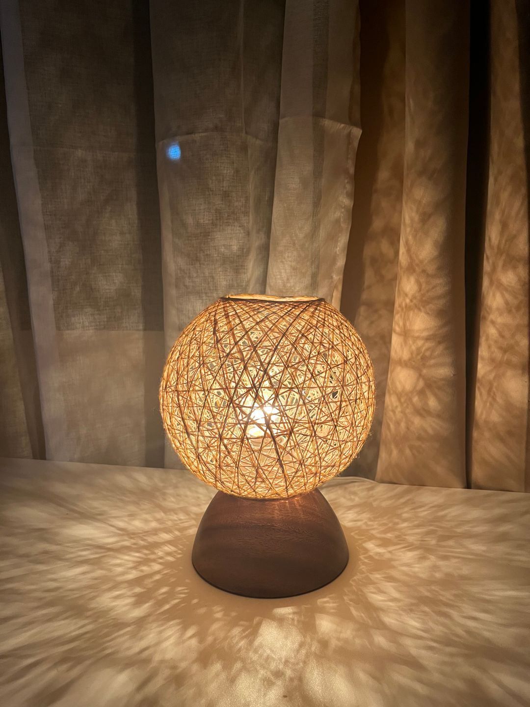 Lampara: Abaca Wool Orb Lamp 8.5 inches