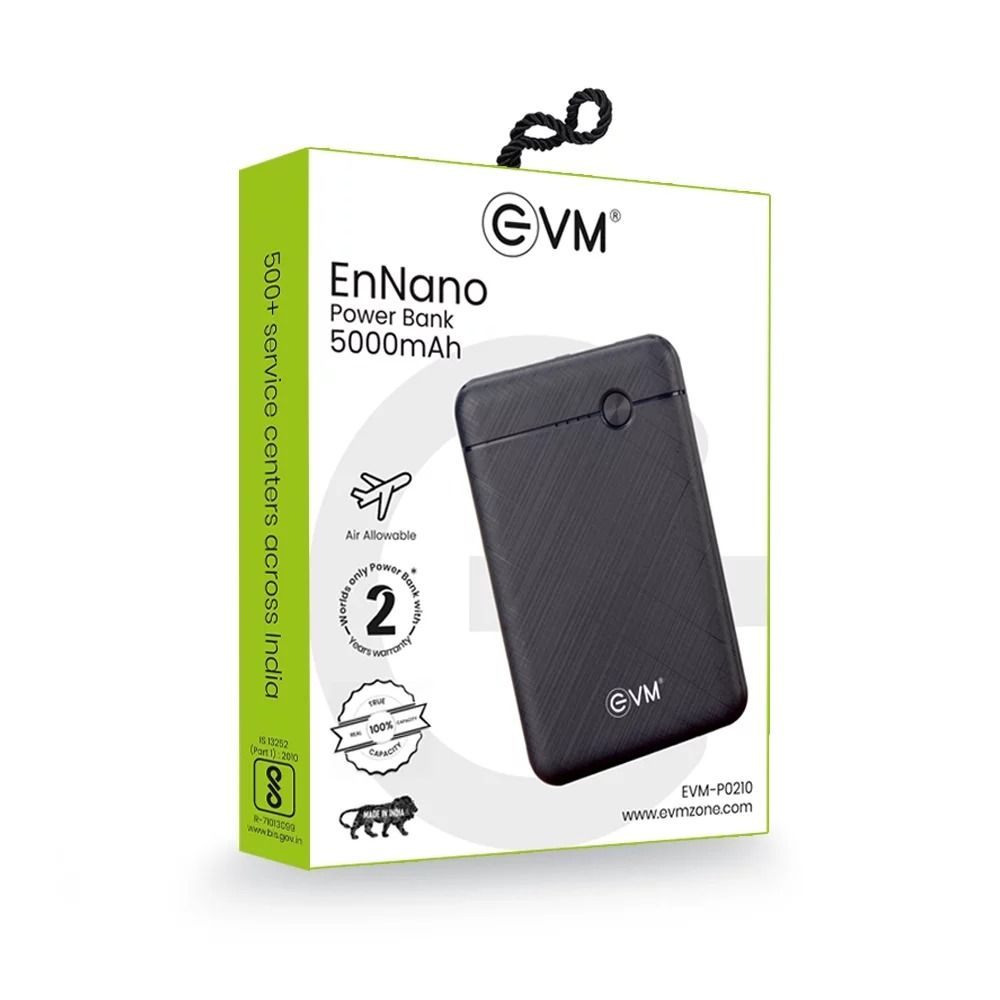 EVM EnNano 5000 mAh PowerBank with 2 Years Limited Warranty