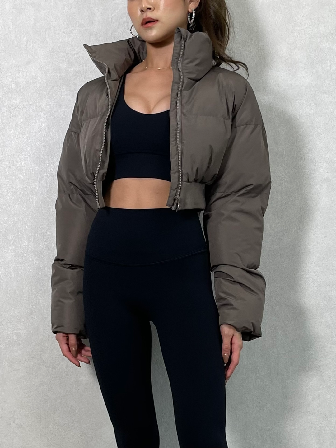 CROP BOMBER JACKET(Taupe/Black)