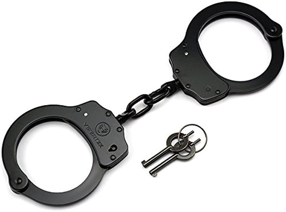  VIPERTEK Double Lock Steel Police Edition Professional Grade Handcuffs (Black)