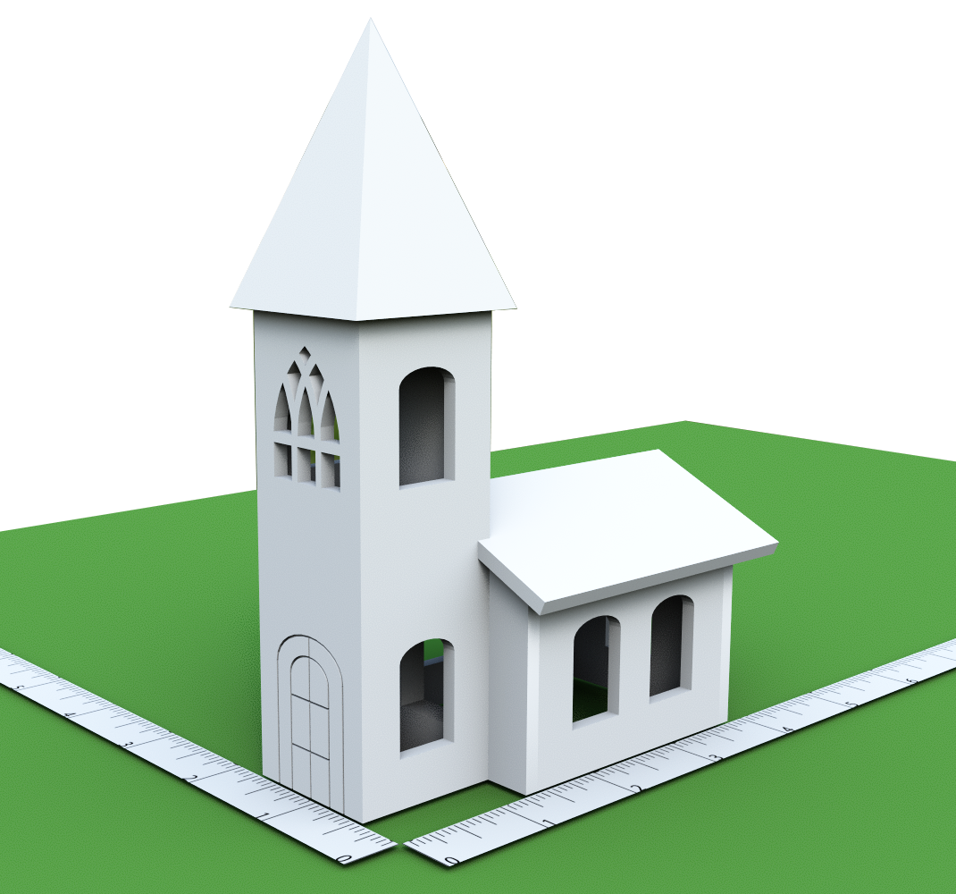 Small Church with Tower - Model 7