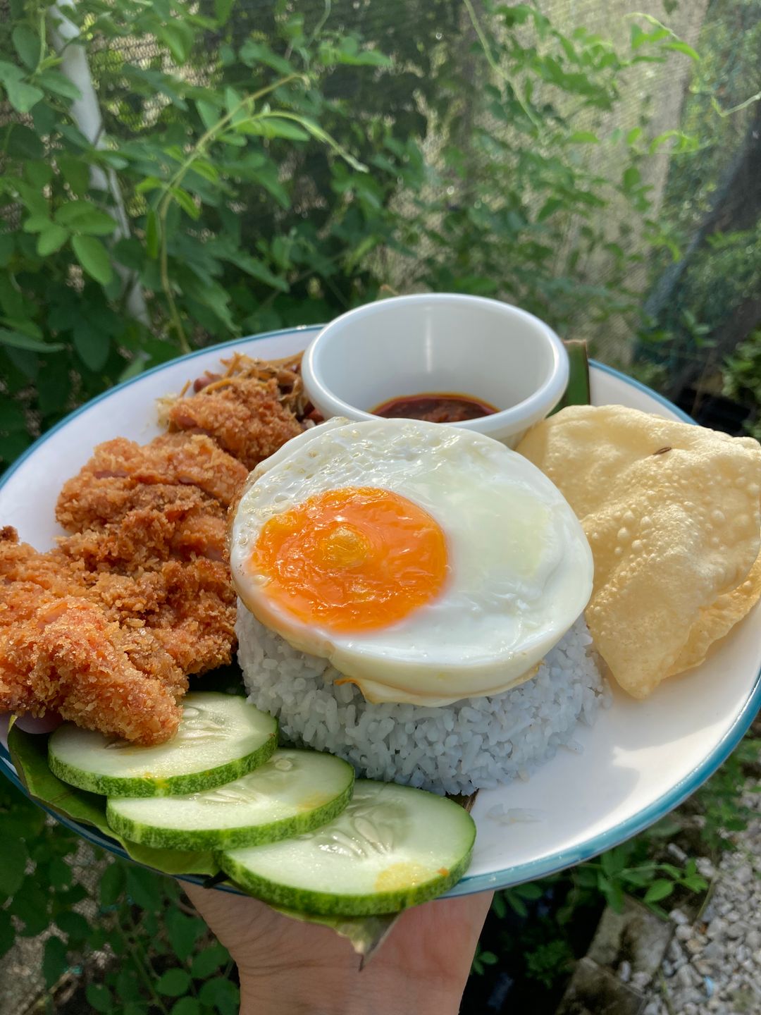 Nasi Lemak with Chicken Chop