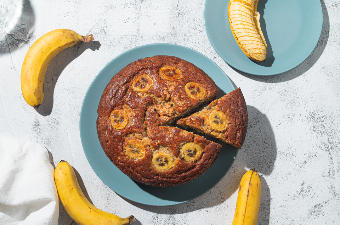 Banana walnut sourdough cake