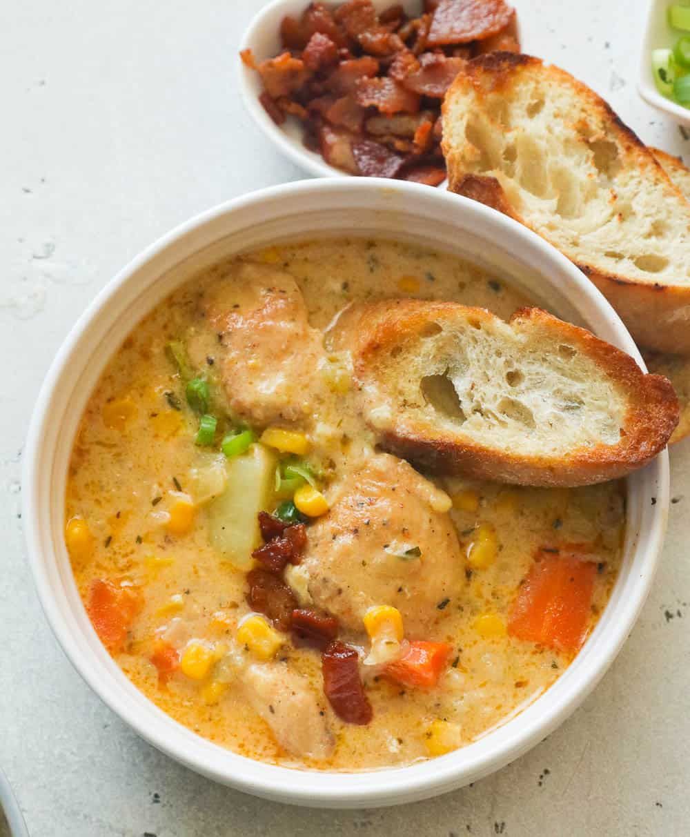 Chicken Corn Soup + Bread