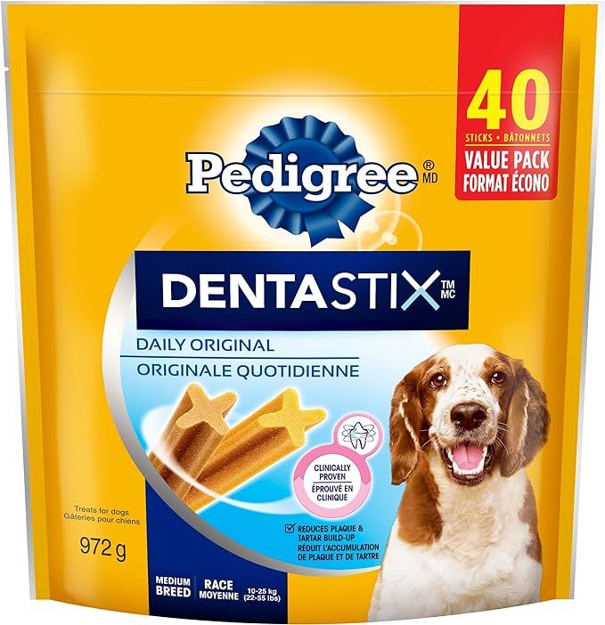 PEDIGREE DENTASTIX Oral Care Adult Dog Treats for Medium Dogs - Original, 40 Sticks