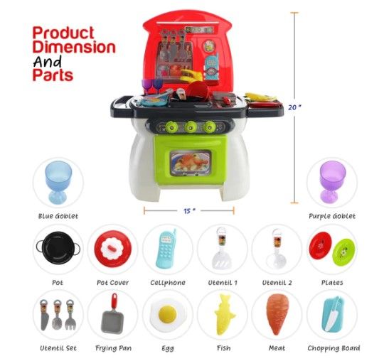 Mini Toy Kitchen Comes with 26 Play Accessories 