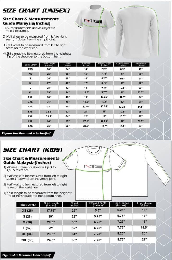 JADUAL SAIZ DEWASA DAN KANAK-KANAK