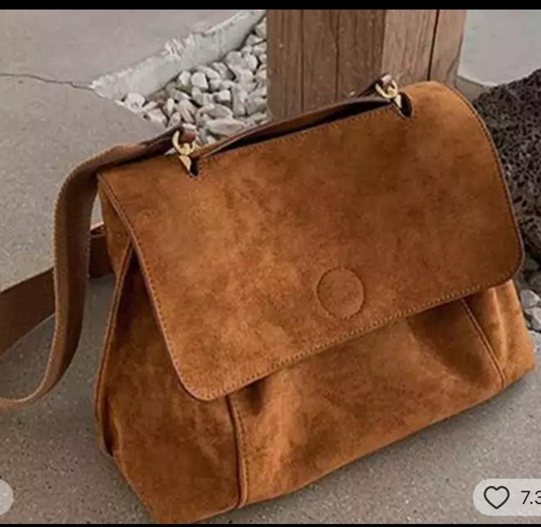 Autumn Winter Fleece Shoulder Bag Female Frosted Leather Crossbody Bag Retro Crossbody Bag Large Capacity Messenger Brown Bag 