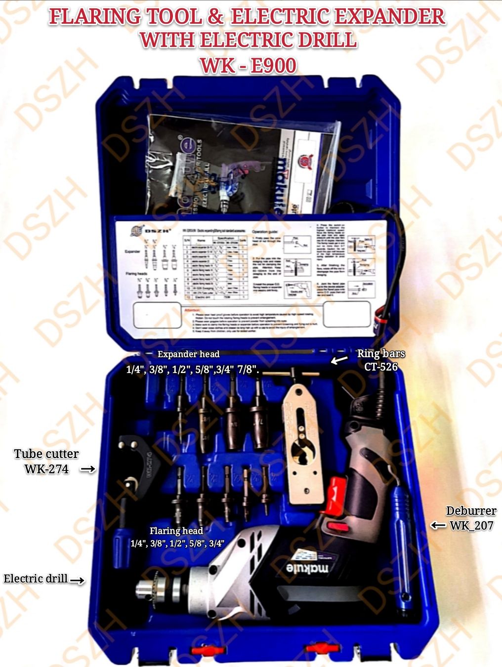 FLARING TOOL & ELECTRIC EXPANDER WK-E900A C/W ELECTRIC DRILL