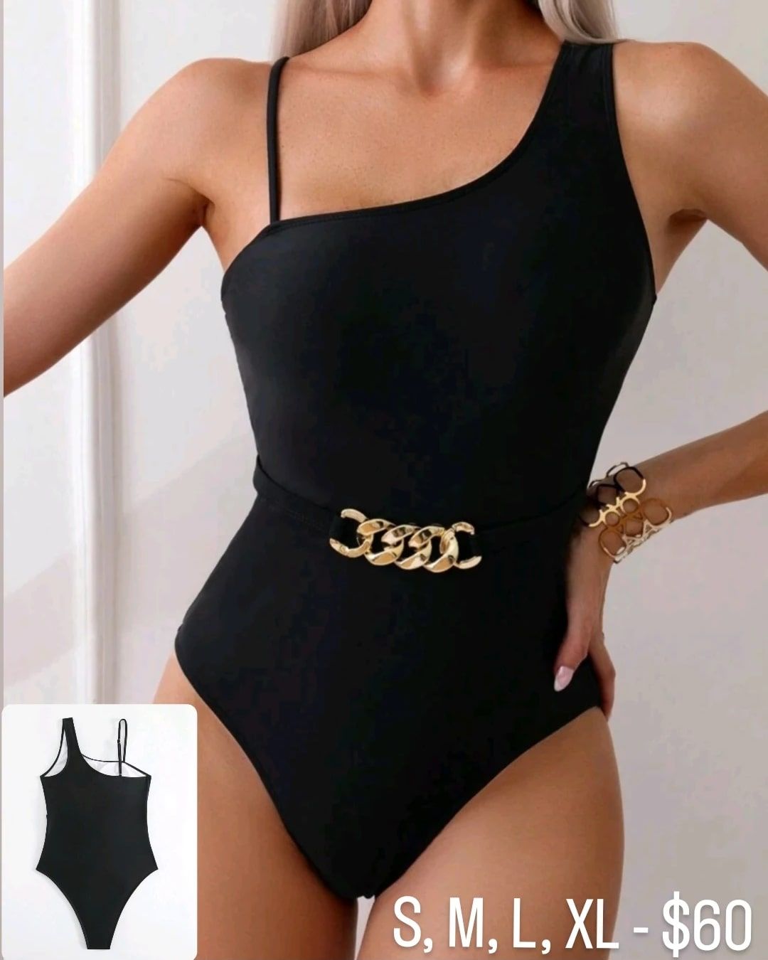 Chain Decor One Piece Swimsuit