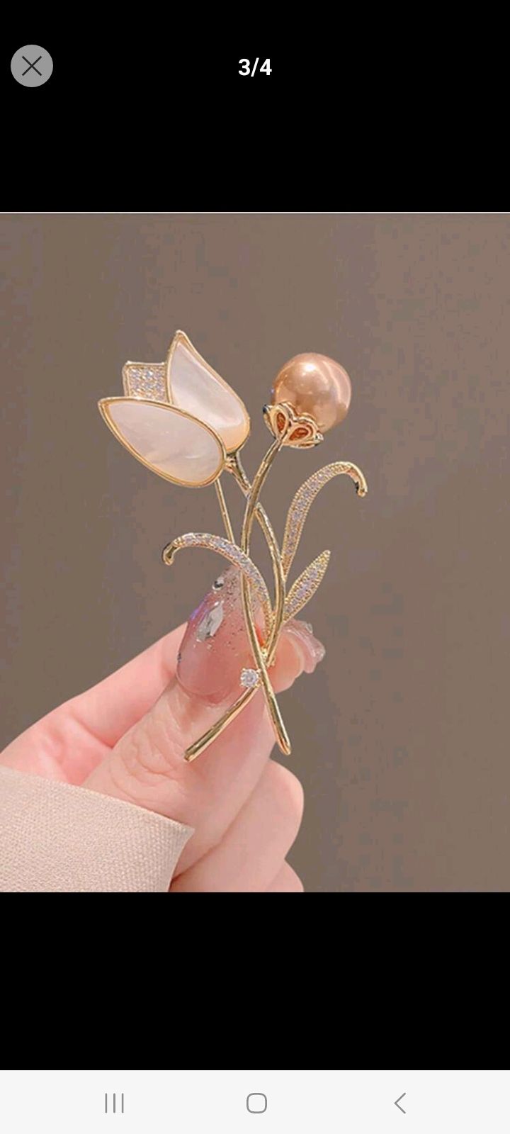 Flower and Pearl Brooch