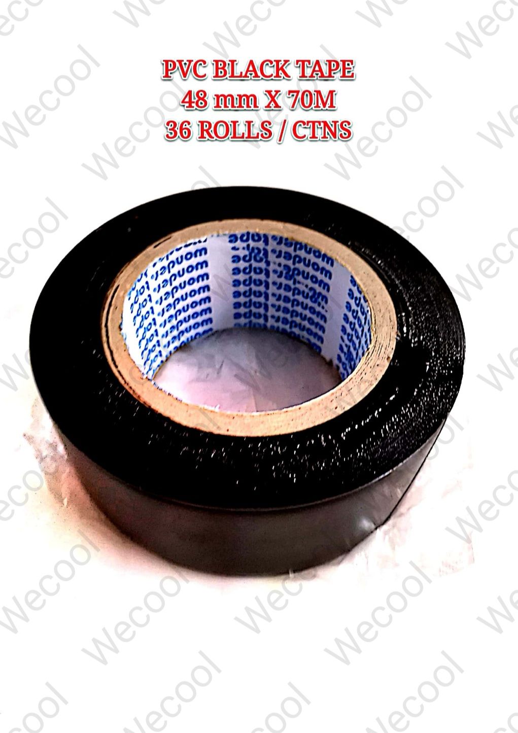 PVC BLACK TAPE 48MM X 70M (36 ROLLS / CTNS)