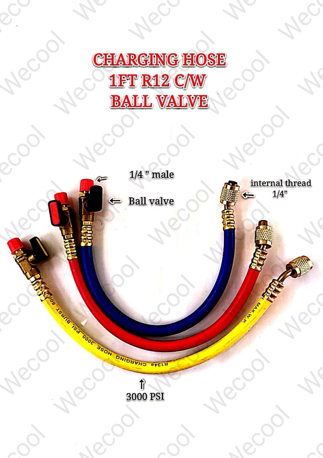 CHARGING HOSE - 1 FT R12 C/W BALL VALVE
