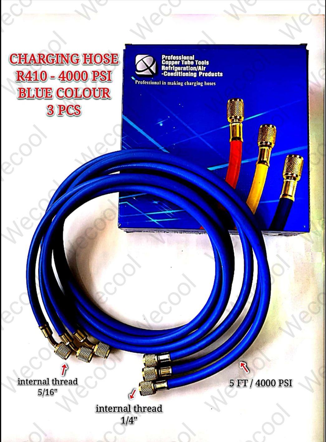 CHARGING HOSE - R410 - 4000 PSI (BLUE COLOUR - 3 PCS)